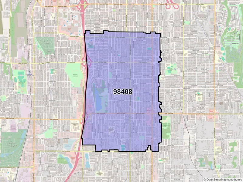 Map of ZIP Code 98408 — Tacoma, WA