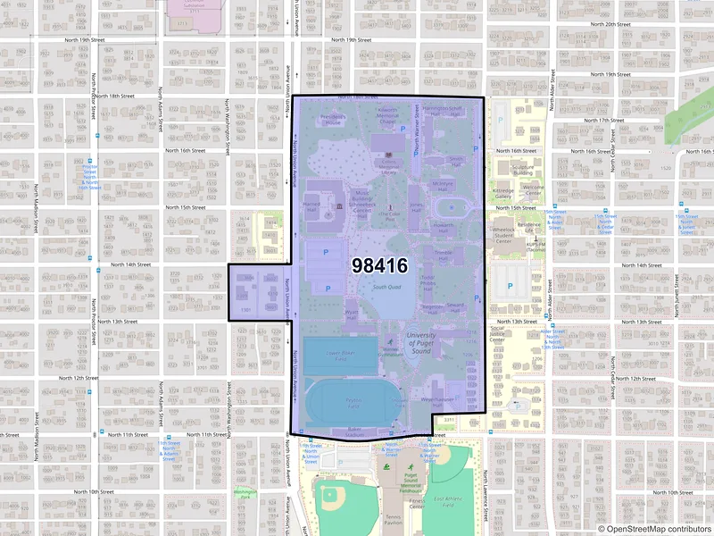 Map of ZIP Code 98416 — Tacoma, WA