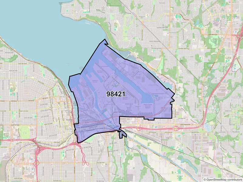 Map of ZIP Code 98421 — Tacoma, WA