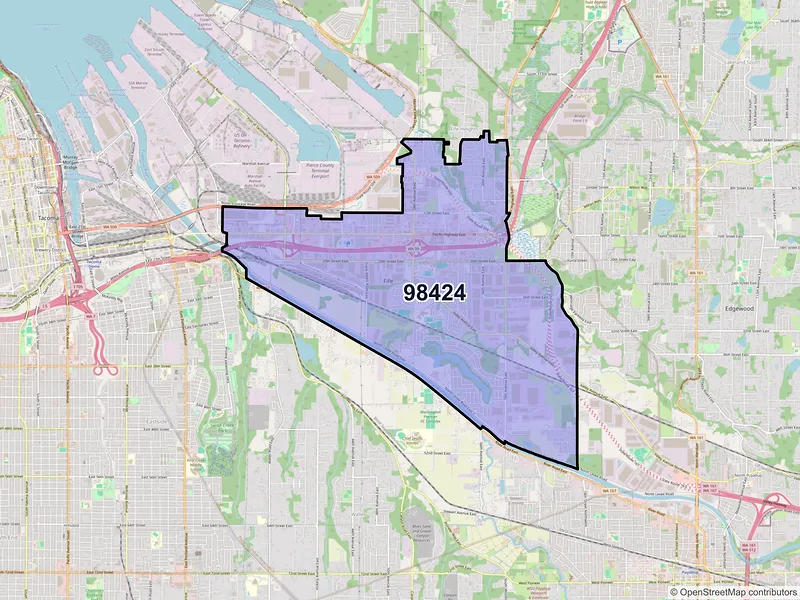 Map of ZIP Code 98424 — Fife, WA