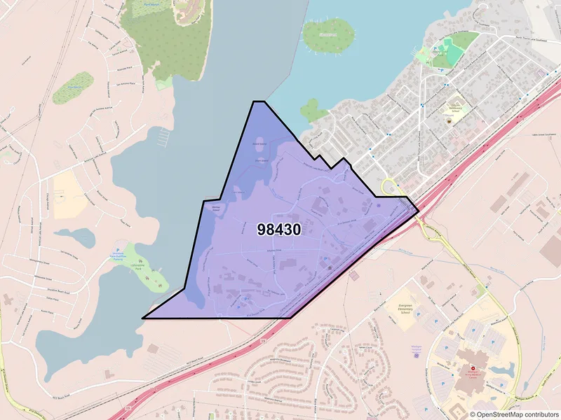 Map of ZIP Code 98430 — Camp Murray, WA