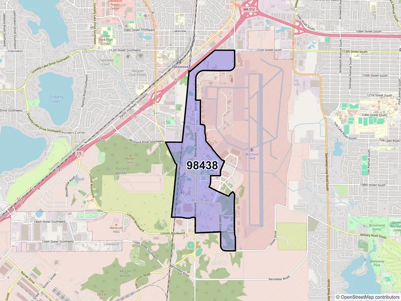 Map of Mcchord AFB, Washington and ZIP codes