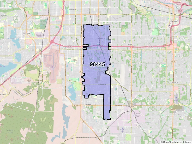 Map of ZIP Code 98445 — Tacoma, WA