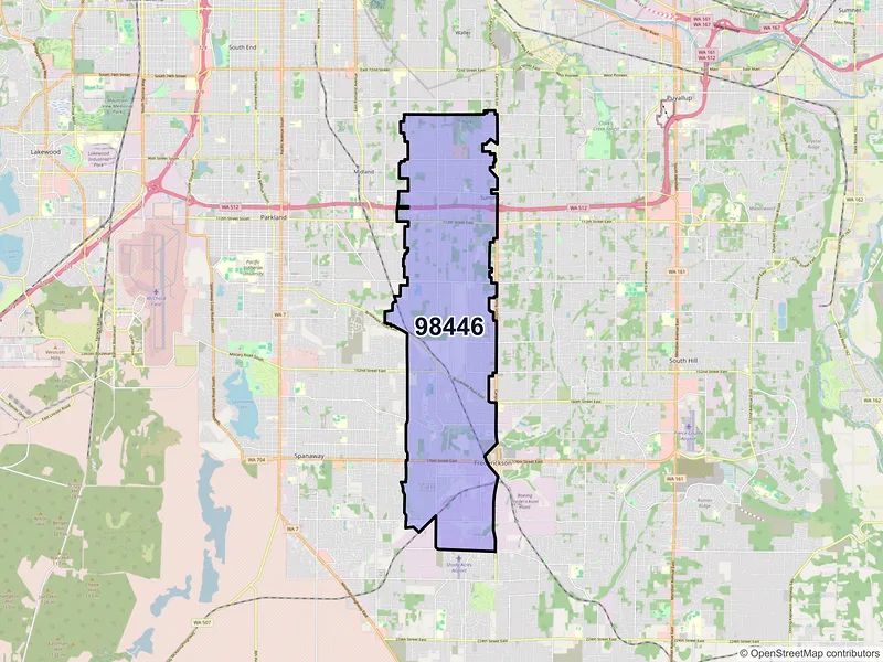 Map of ZIP Code 98446 — Tacoma, WA