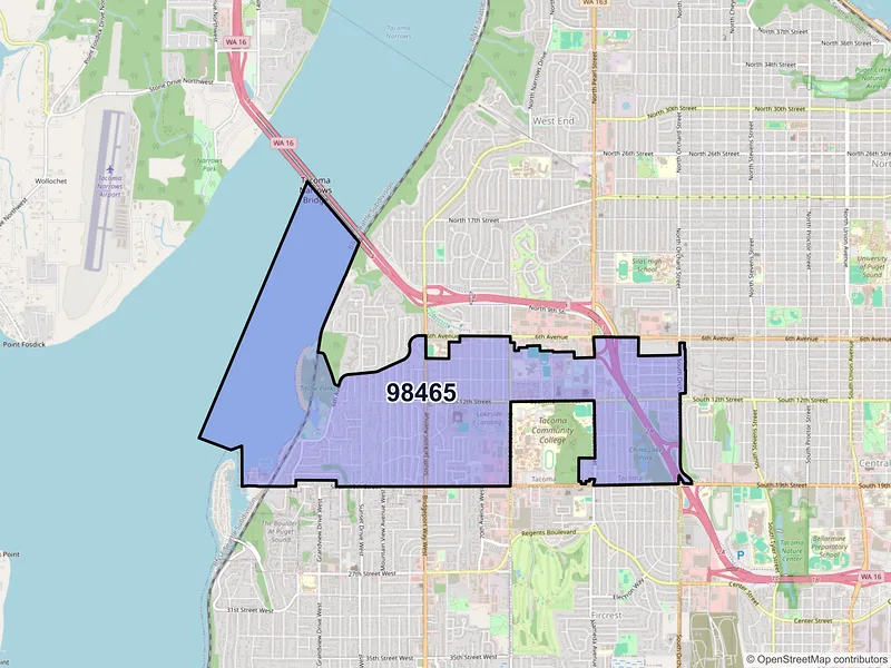 Map of ZIP Code 98465 — Tacoma, WA