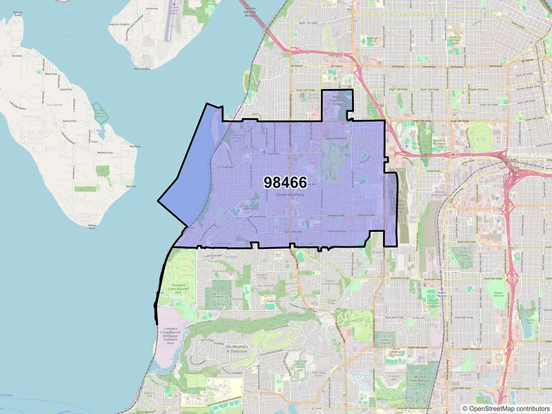 Map of ZIP Code 98466 — Tacoma, WA