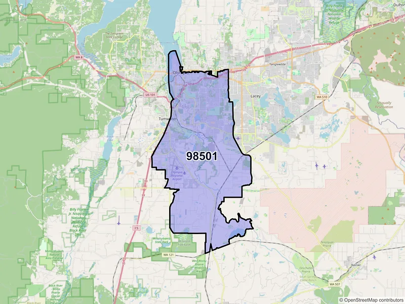 Map of ZIP Code 98501 — Olympia, WA
