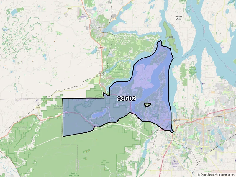 Map of ZIP Code 98502 — Olympia, WA