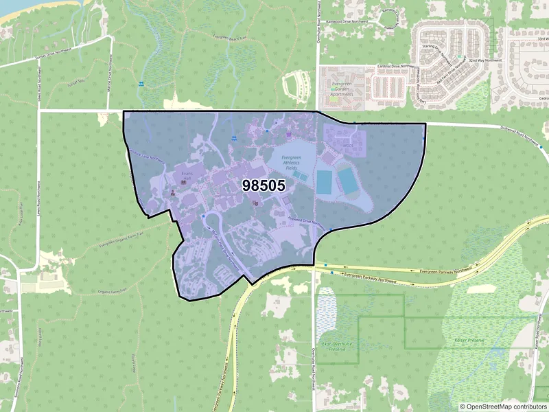 Map of ZIP Code 98505 — Olympia, WA