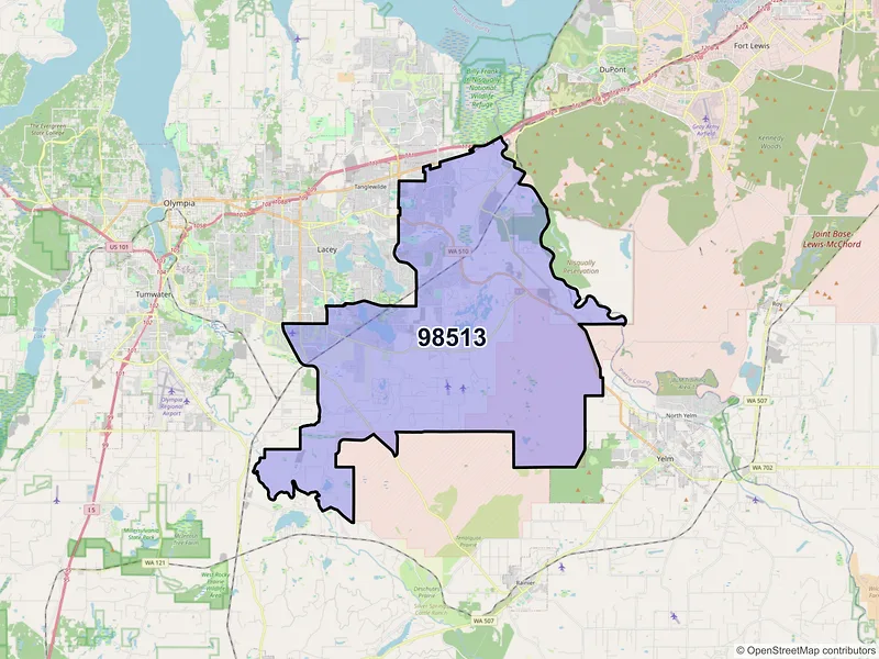 Map of ZIP Code 98513 — Olympia, WA
