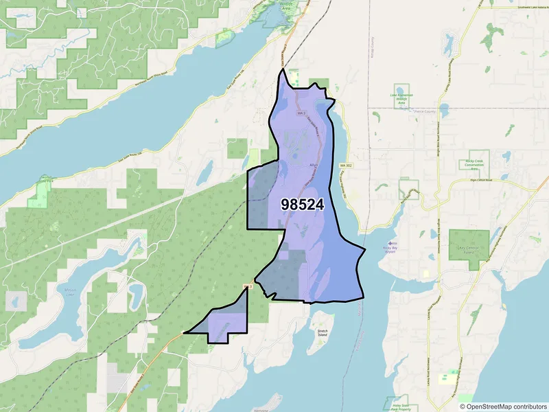 Map of ZIP Code 98524 — Allyn, WA