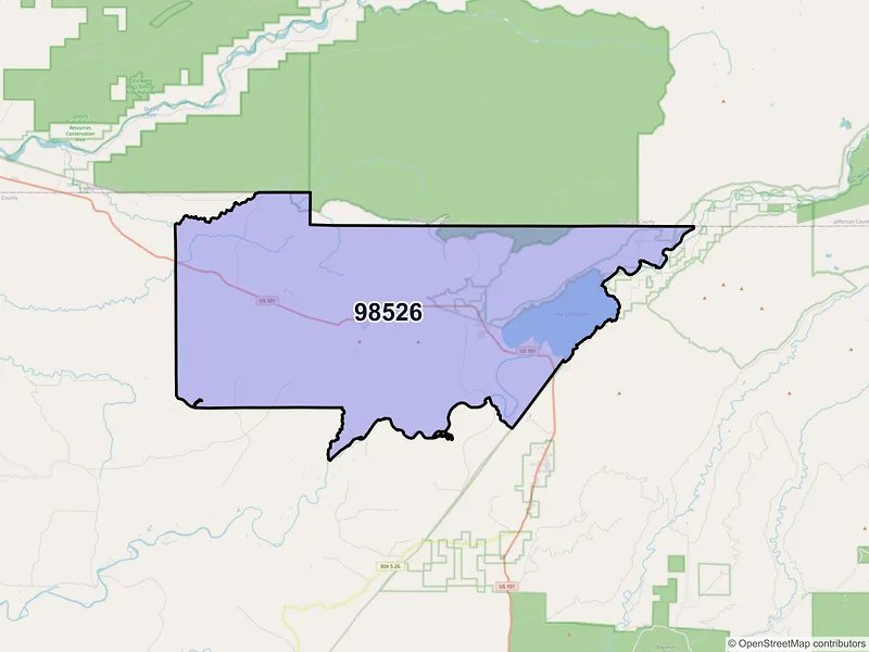 Map of ZIP Code 98526 — Amanda Park, WA