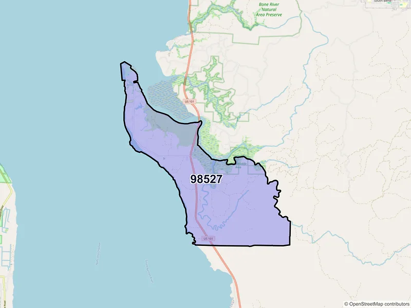 Map of Bay Center, Washington and ZIP codes