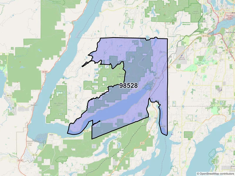 Map of ZIP Code 98528 — Belfair, WA