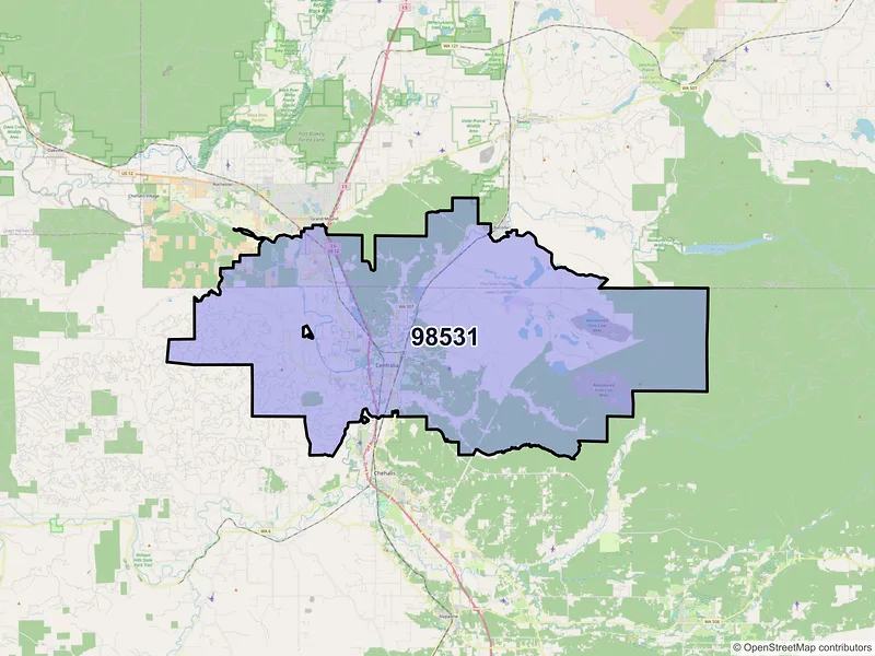 Map of ZIP Code 98531 — Centralia, WA
