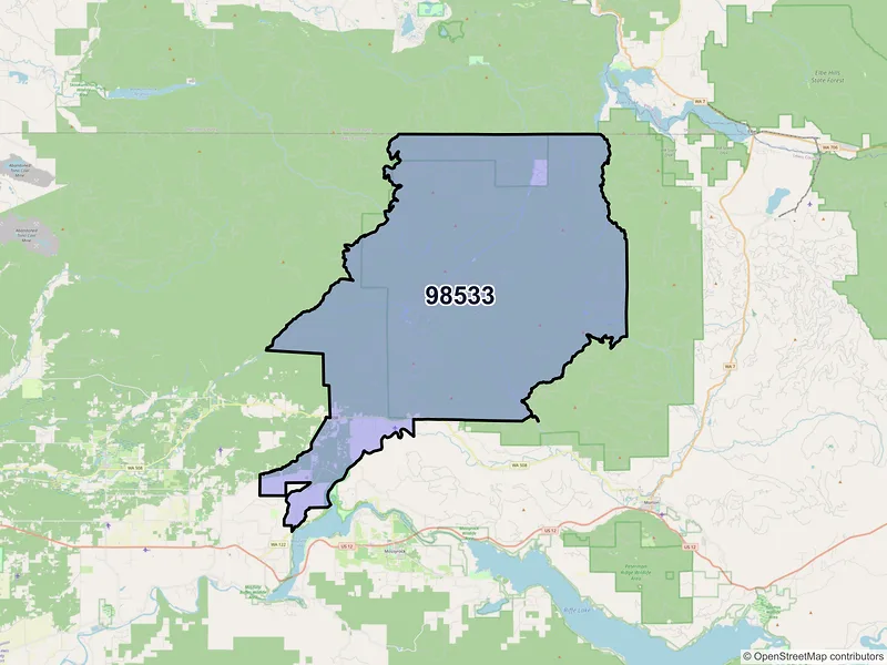 Map of ZIP Code 98533 — Cinebar, WA