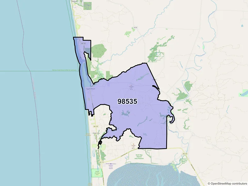 Map of ZIP Code 98535 — Copalis Beach, WA