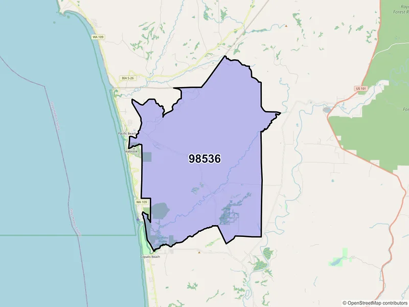 Map of ZIP Code 98536 — Copalis Crossing, WA