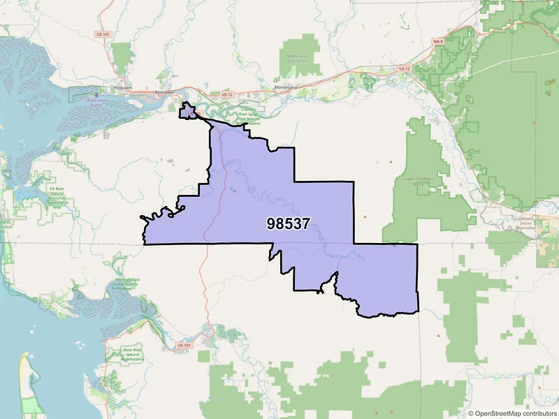 Map of ZIP Code 98537 — Cosmopolis, WA