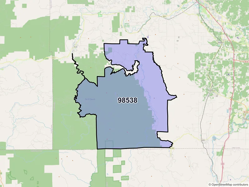 Map of ZIP Code 98538 — Curtis, WA