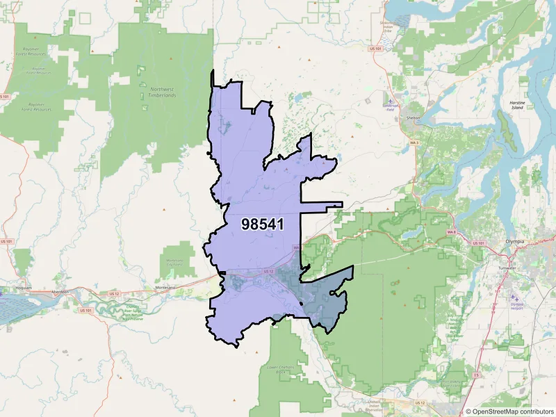 Map of ZIP Code 98541 — Elma, WA