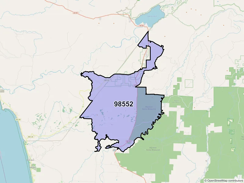 Map of ZIP Code 98552 — Humptulips, WA