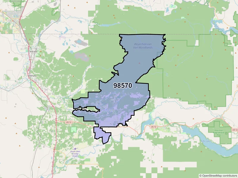 Map of Onalaska, Washington and ZIP codes
