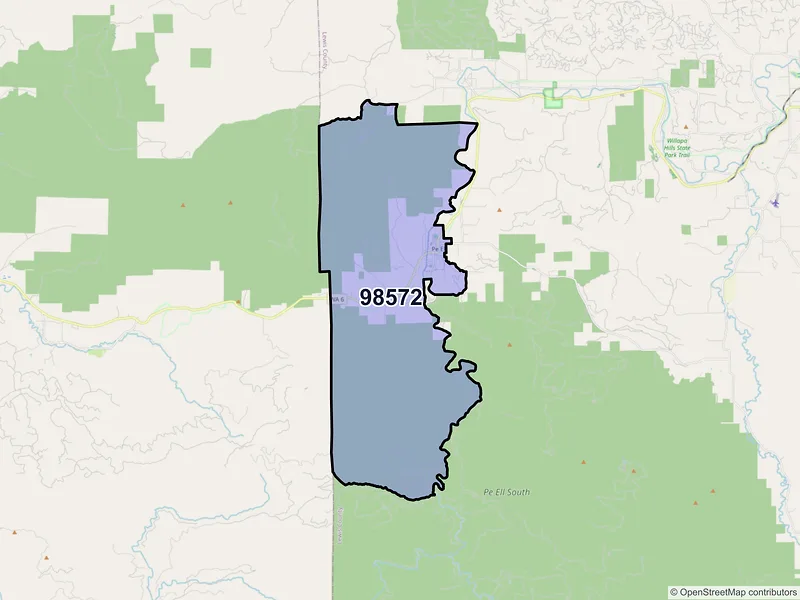 Map of ZIP Code 98572 — Pe Ell, WA