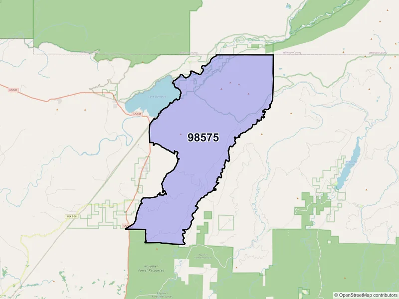 Map of ZIP Code 98575 — Quinault, WA