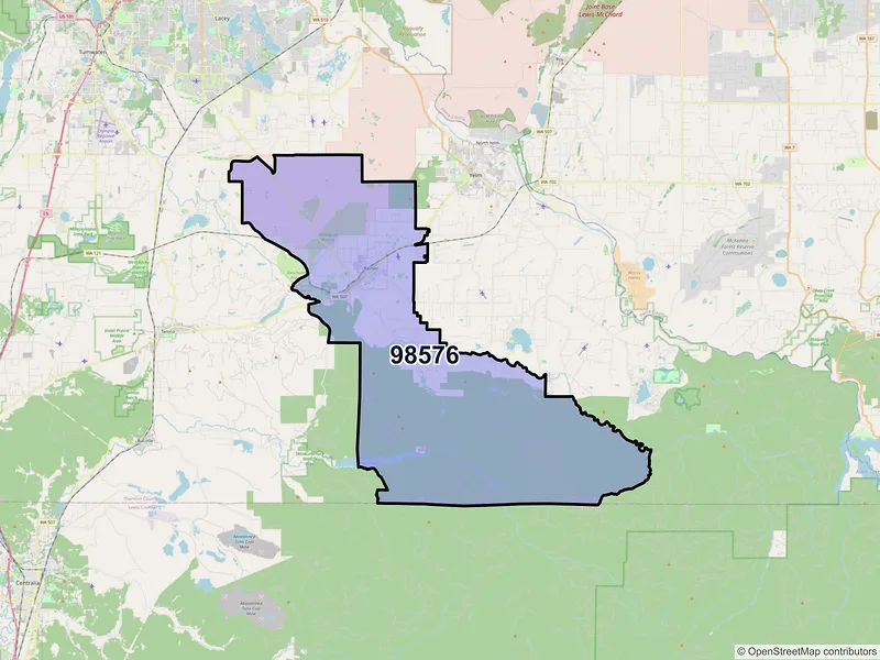 Map of ZIP Code 98576 — Rainier, WA