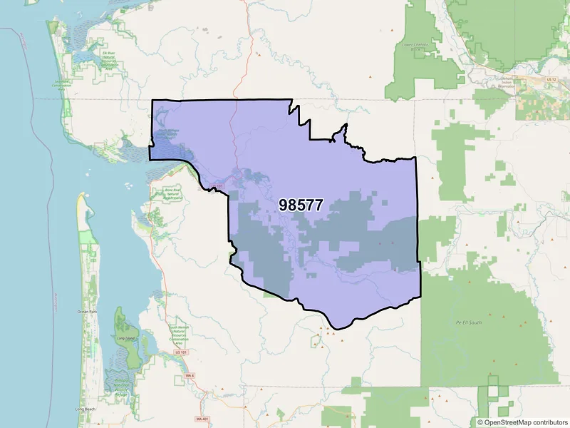 Map of ZIP Code 98577 — Raymond, WA