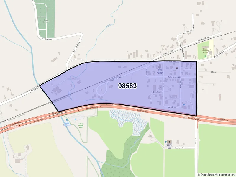 Map of Satsop, Washington and ZIP codes