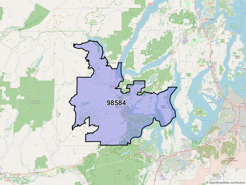 Map of ZIP Code 98584 — Shelton, WA