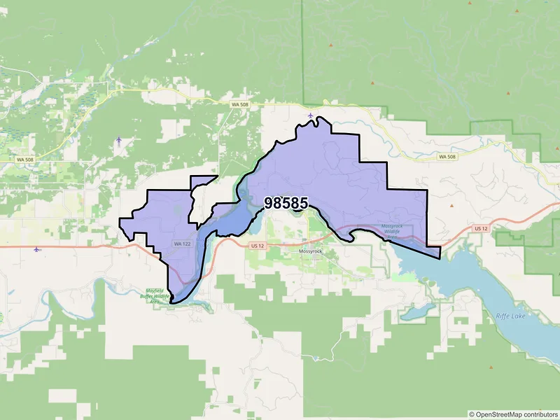 Map of ZIP Code 98585 — Silver Creek, WA