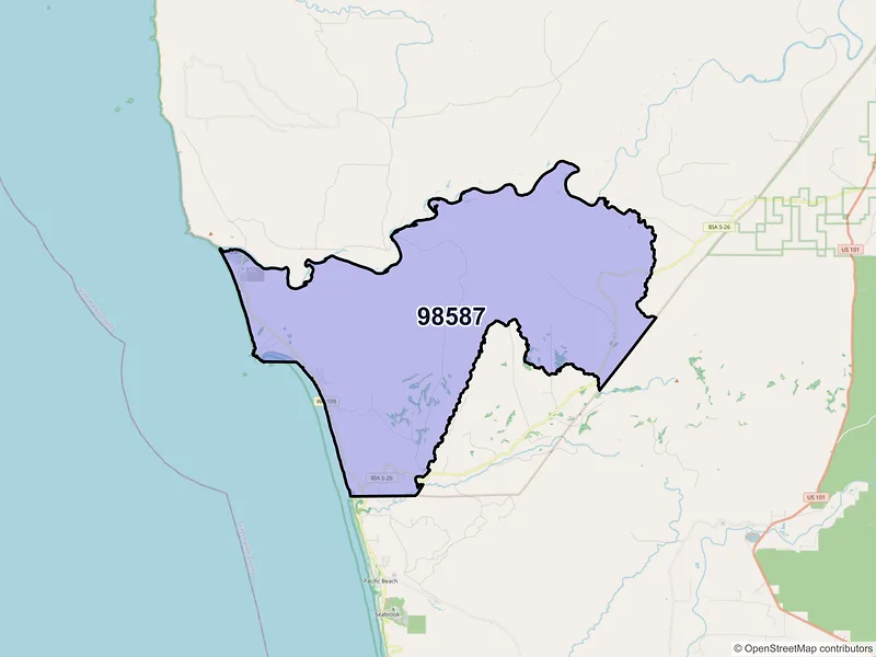 Map of Taholah, Washington and ZIP codes