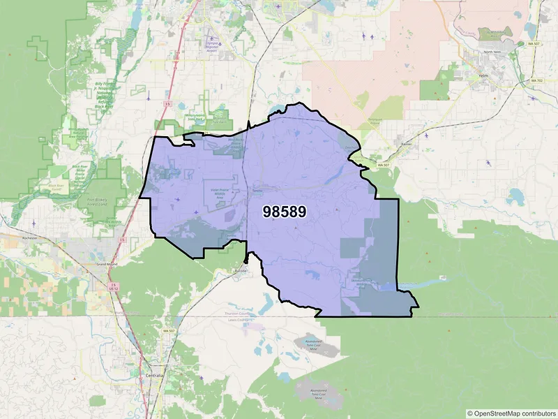 Map of ZIP Code 98589 — Tenino, WA