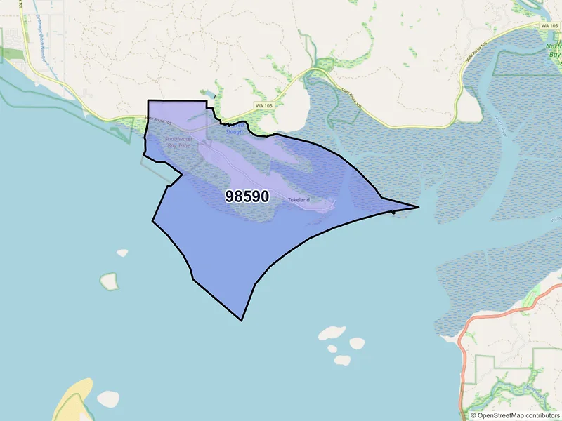 Map of ZIP Code 98590 — Tokeland, WA