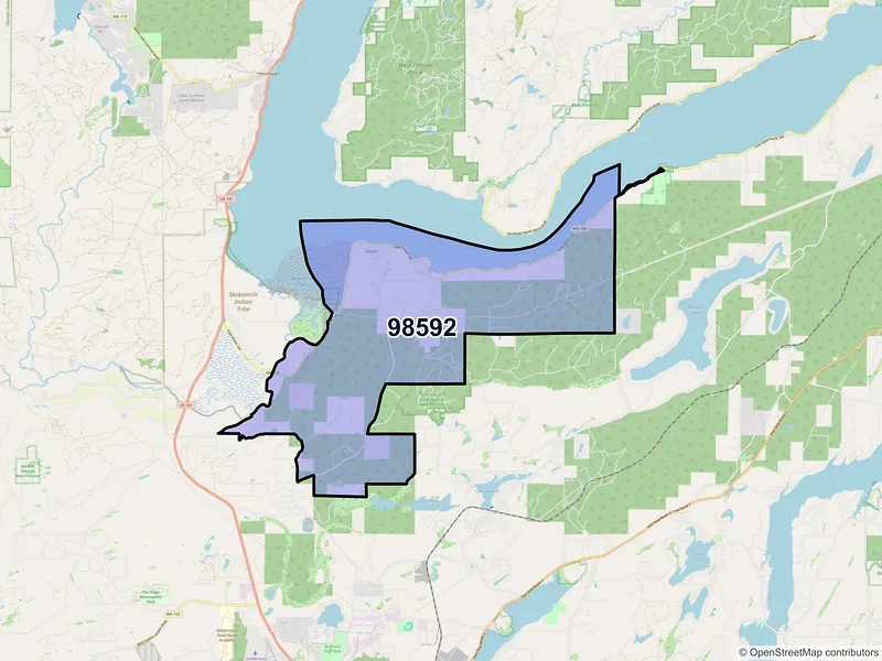 Map of ZIP Code 98592 — Union, WA