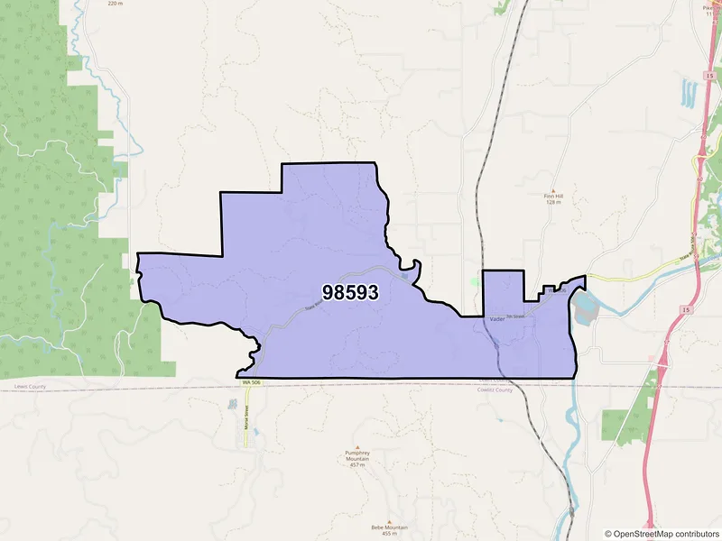 Map of ZIP Code 98593 — Vader, WA