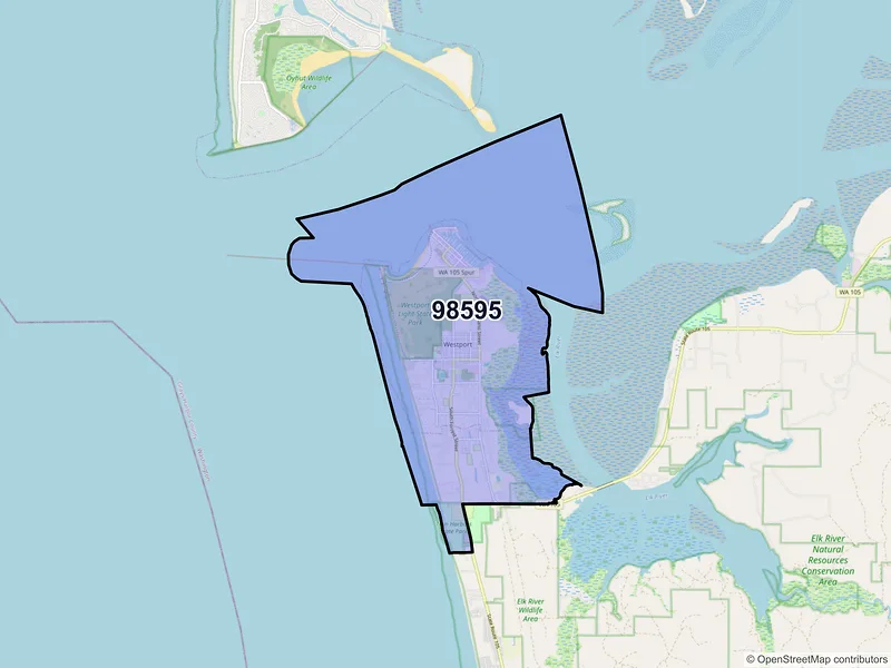Map of ZIP Code 98595 — Westport, WA