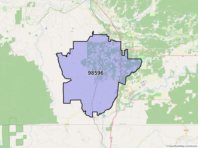 Map of ZIP Code 98596 — Winlock, WA