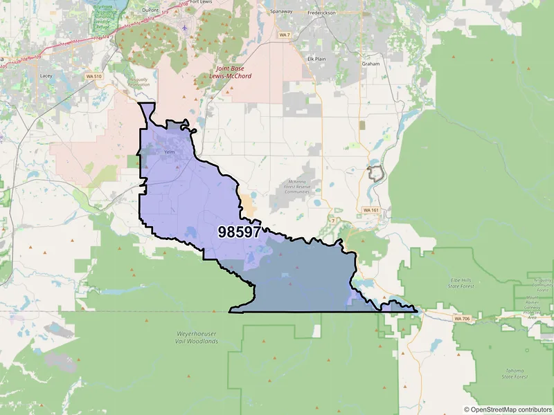 Map of ZIP Code 98597 — Yelm, WA