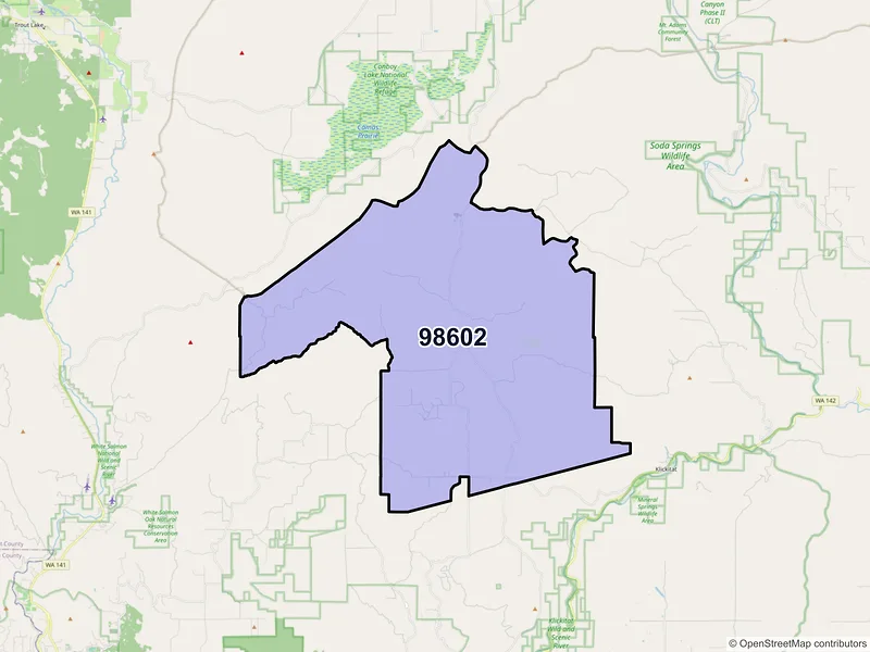 Map of ZIP Code 98602 — Appleton, WA