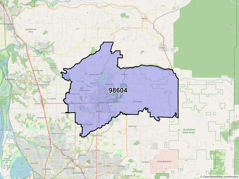 Map of ZIP Code 98604 — Battle Ground, WA