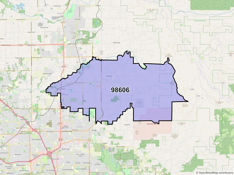 Map of ZIP Code 98606 — Brush Prairie, WA