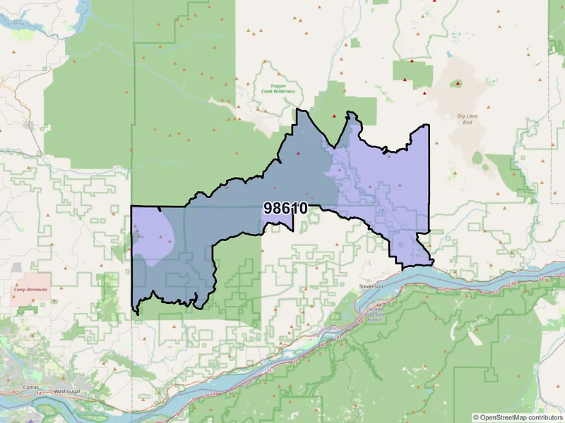 Map of ZIP Code 98610 — Carson, WA