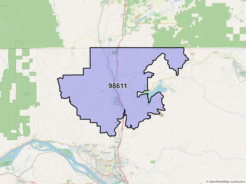 Map of ZIP Code 98611 — Castle Rock, WA