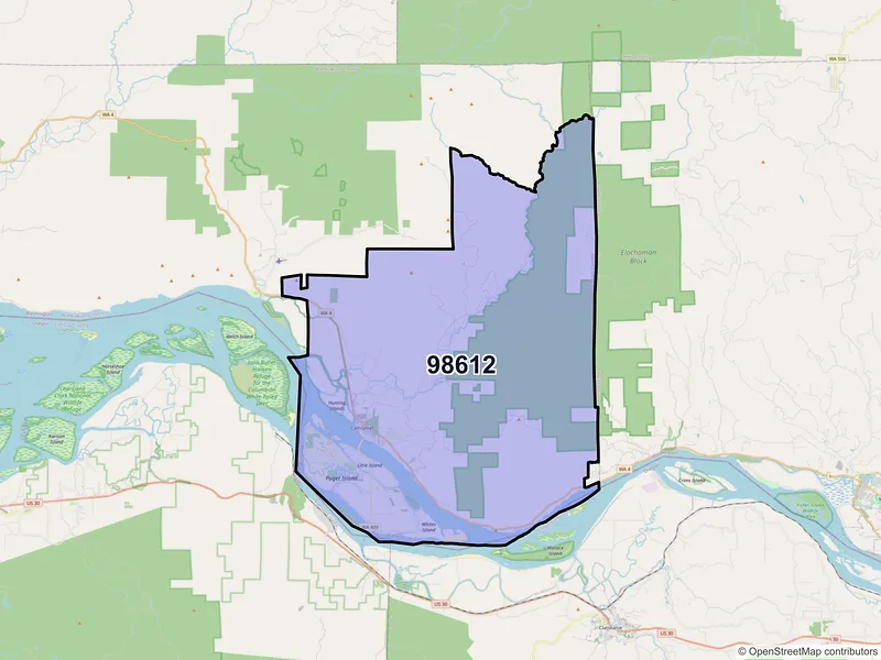 Map of ZIP Code 98612 — Cathlamet, WA