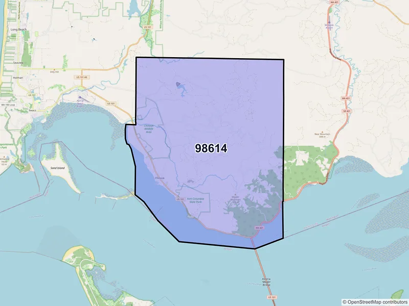 Map of Chinook, Washington and ZIP codes