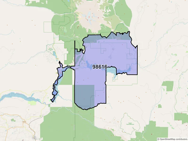 Map of ZIP Code 98616 — Cougar, WA